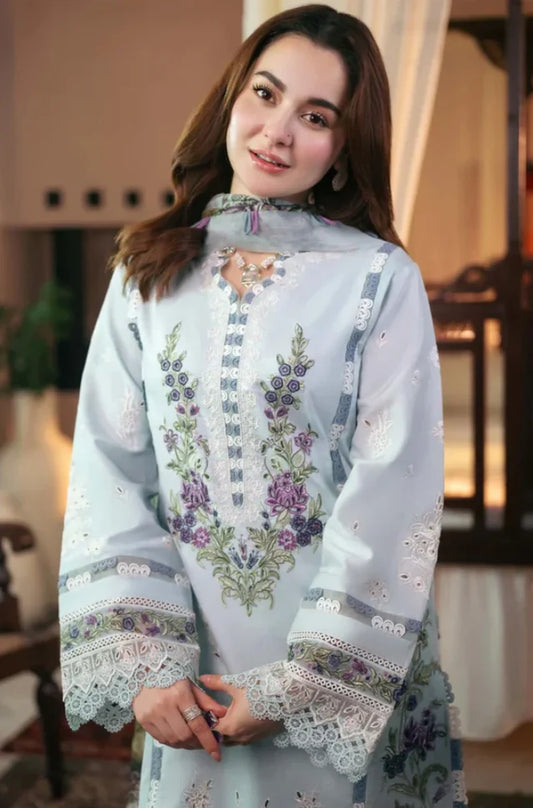 3PC EMBROIDERED DHANAK SUIT NS105