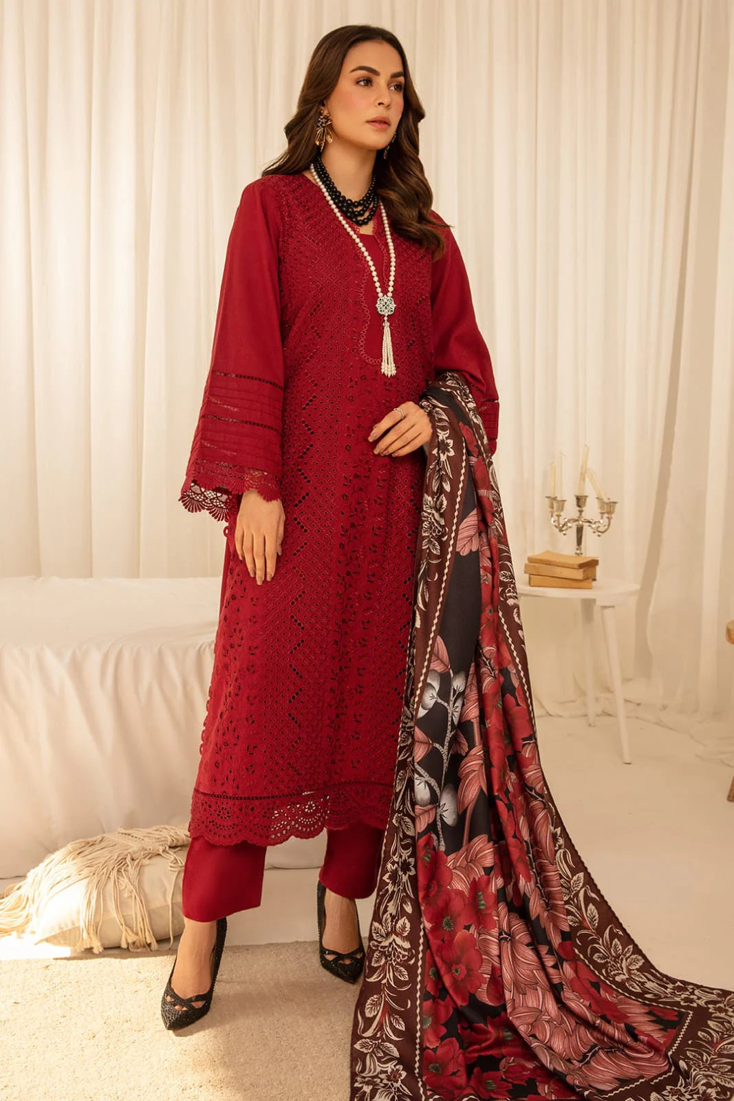 3 PC BORING EMBROIDERED LAWN SUIT-NG101