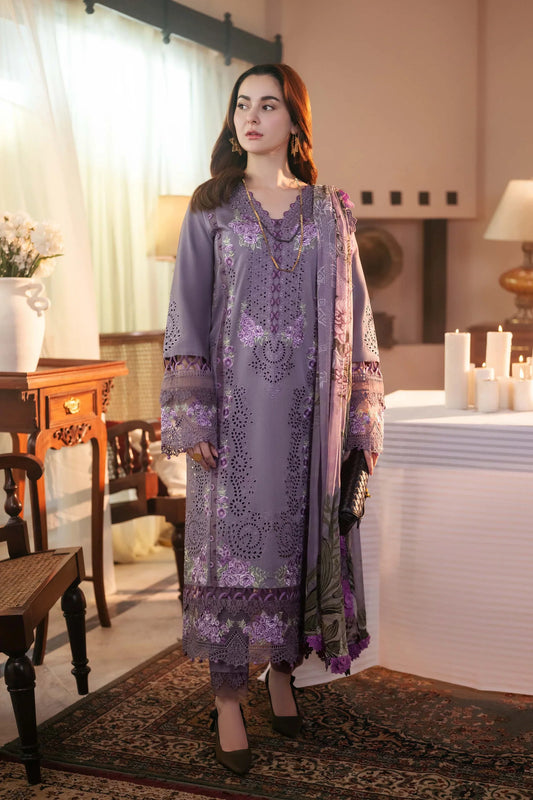 3PC EMBROIDERED DHANAK SUIT NS104