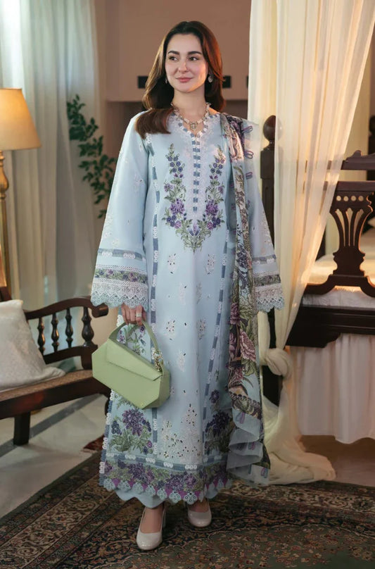 3PC EMBROIDERED DHANAK SUIT NS105